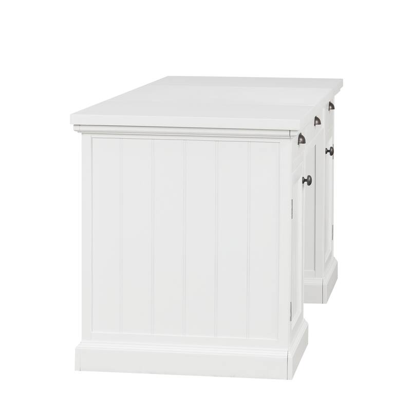 67''Modern Executive Desk,Computer Desk with 2 Storage Cabinet and 3 Drawers, Rectangle Home Office Desk with back