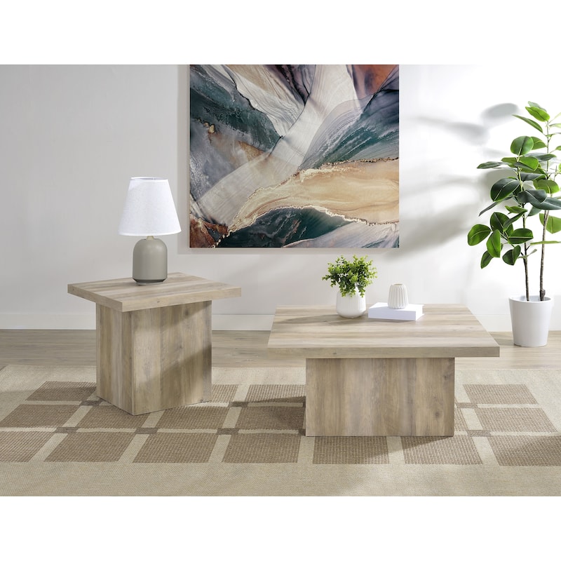 Devar Square Coffee And End Table Set - 2-piece set - Distressed Pine