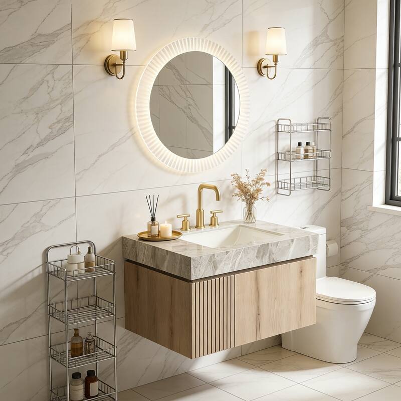 Floating Bathroom Vanity with 3 Pre-drilled Faucet Holes
