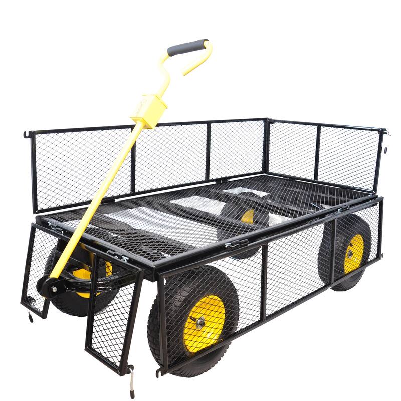 Anmytek Heavy Duty Steel Mesh Utility Wagon with Removable Sides 880 lbs Capacity Garden Cart