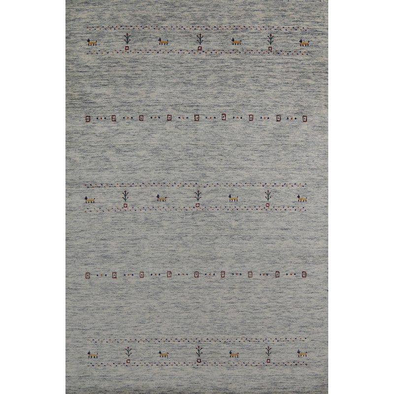 Tribal Gabbeh Oriental Area Rug Handmade Modern Wool Carpet - 5'5" x 7'10"
