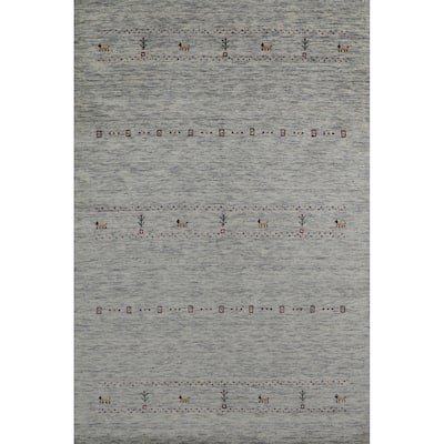 Tribal Gabbeh Oriental Area Rug Handmade Modern Wool Carpet - 5'5" x 7'10"