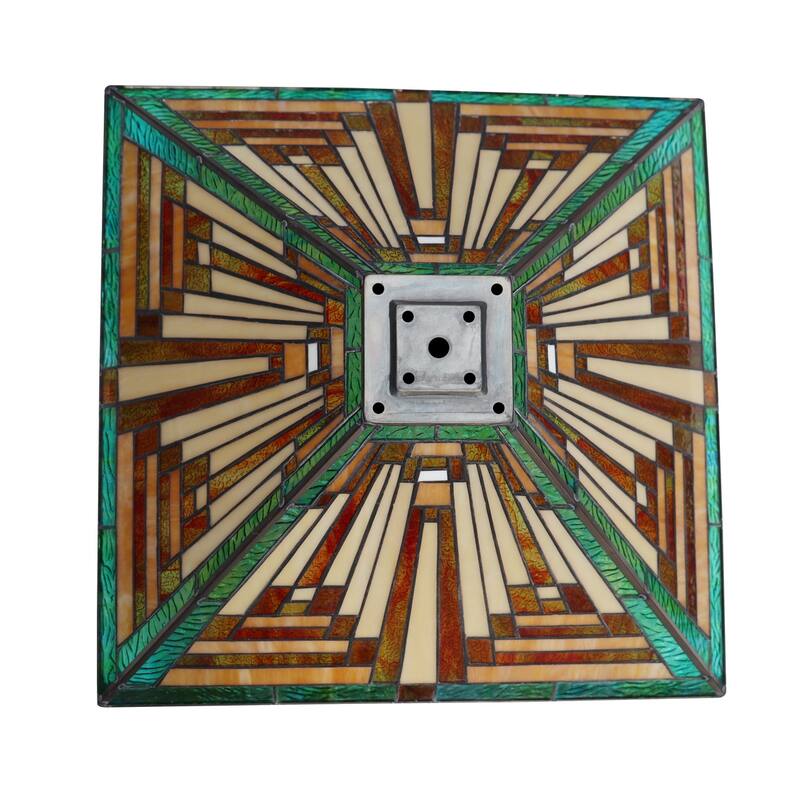 Tiffany-Style 2-Light Mission Floor Lamp 16" Shade - 18"