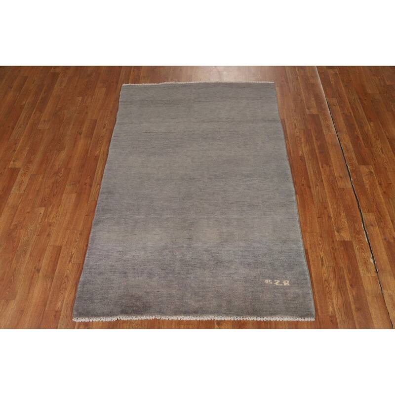 Gray Gabbeh Modern Rug Hand-Knotted Wool Carpet - 3'10"x 5'10"