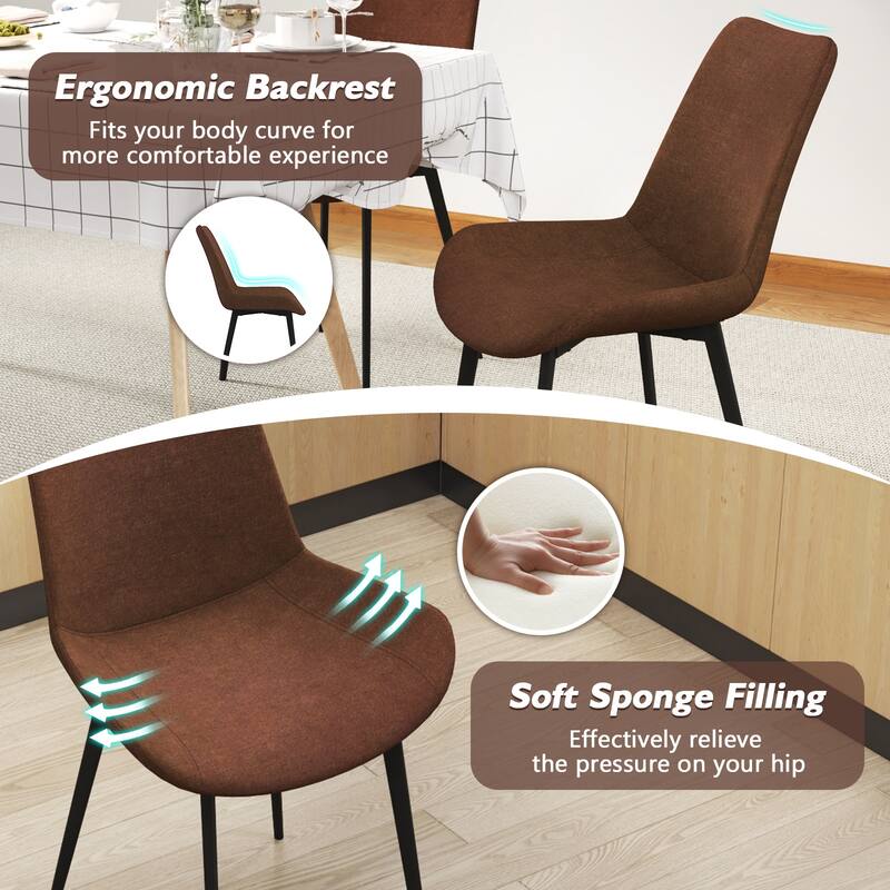 Gymax Dining Chair Set of 4 w/ Metal Legs Padded Seats & Backs for