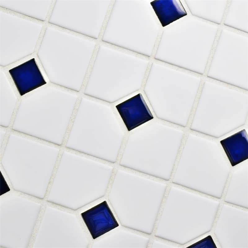 Merola Tile Oxford Matte White w/ Cobalt Dot 11-3/8" x 11-3/8" Porcelain Floor and Wall Tile