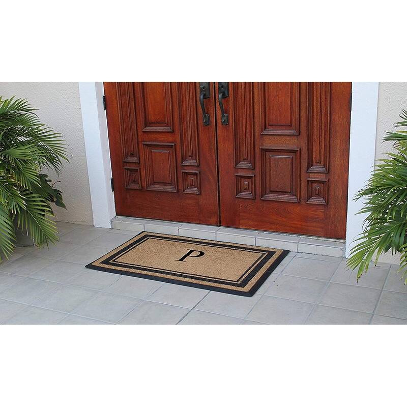 A1HC Markham Border Natural Flocked Rubber Large Doormat 30"x48"