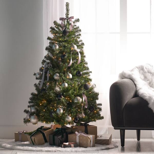 slide 2 of 12, Modern 4.5ft Hinged Christmas Tree with 200 Clear Lights-UL and Iron Stand for Holiday Green