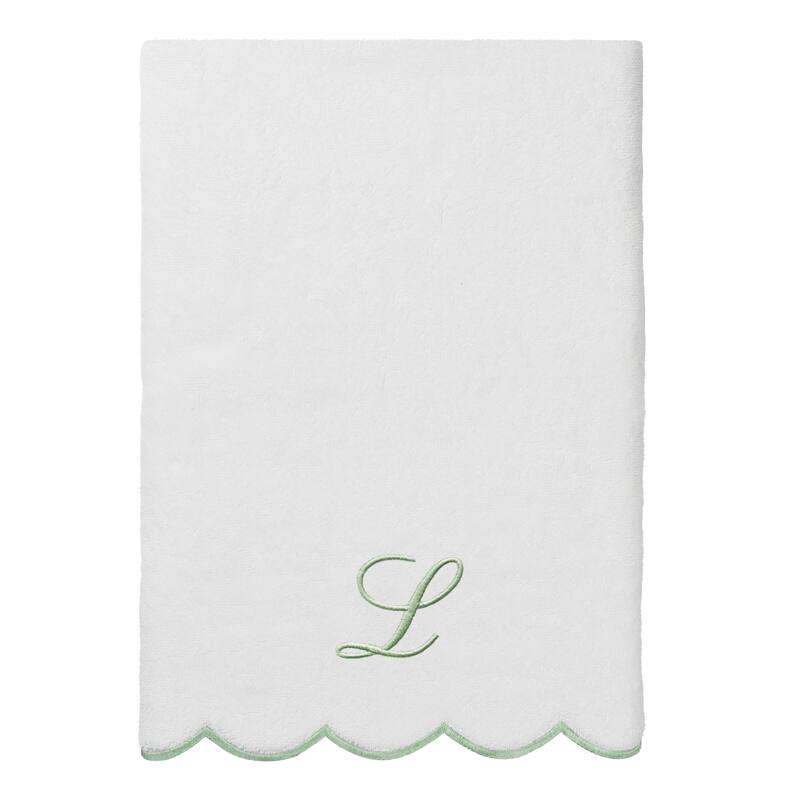 Authentic Hotel and Spa 100% Turkish Cotton Green ADORNIA Scallop Personalized 3 Piece Towel Set - 3 Piece Set