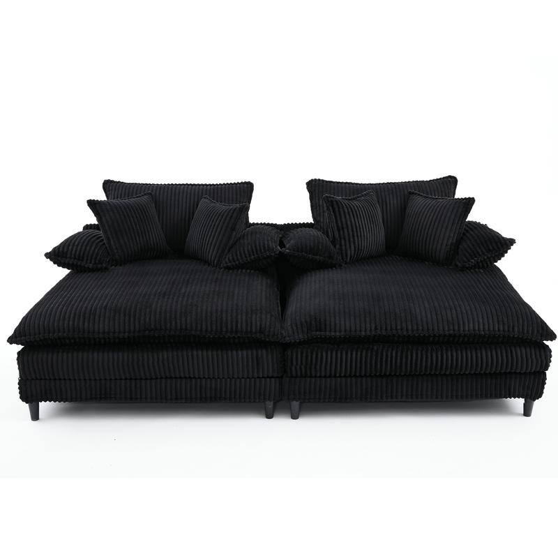 Ergonomic Oversized Chaise Longue Chair, Corduroy Deep Seat Sofa chair with 2 Pillows and Armrests,Four gears can be adjusted,
