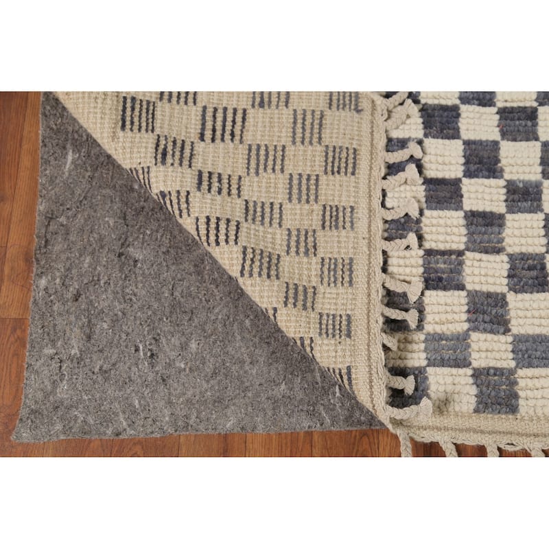 Trellis Moroccan Oriental Area Rug Handmade Checkered Wool Carpet - 7'11"x 11'0"