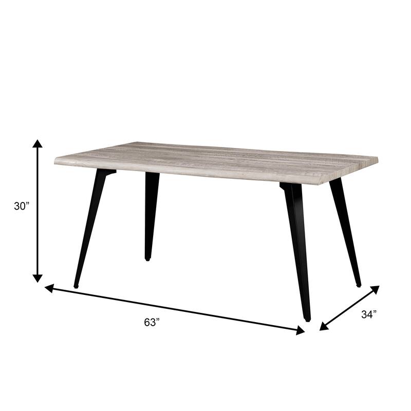 Ravenna Rectangular Dining Table with 63-Inch Wide MDF Tabletop and Powder Coated Metal Legs