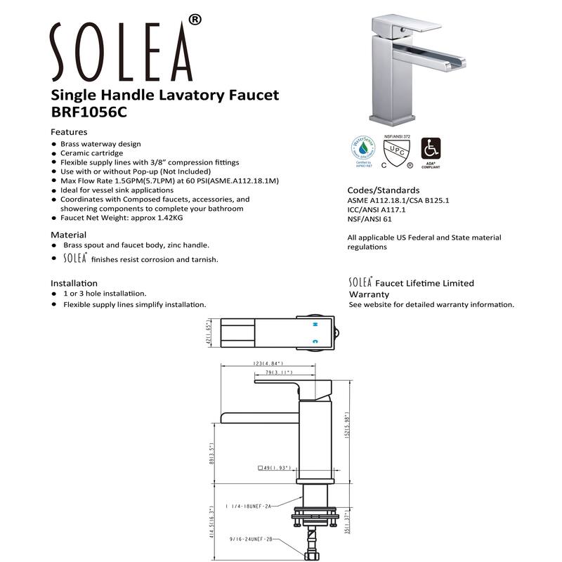 SAFAVIEH Solea Balance Chrome Single-handle Bathroom Faucet - 1.9" x 5.8" x 5.9"