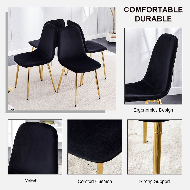 Modern Mid-Century Upholstered Accent Dining Side Chairs with Metal Legs