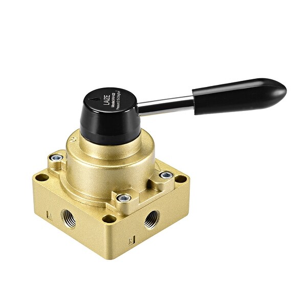 Rotary Lever Hand Valve, HV-02 1/4" G Female 3 Position 4 Ways Air Flow Control