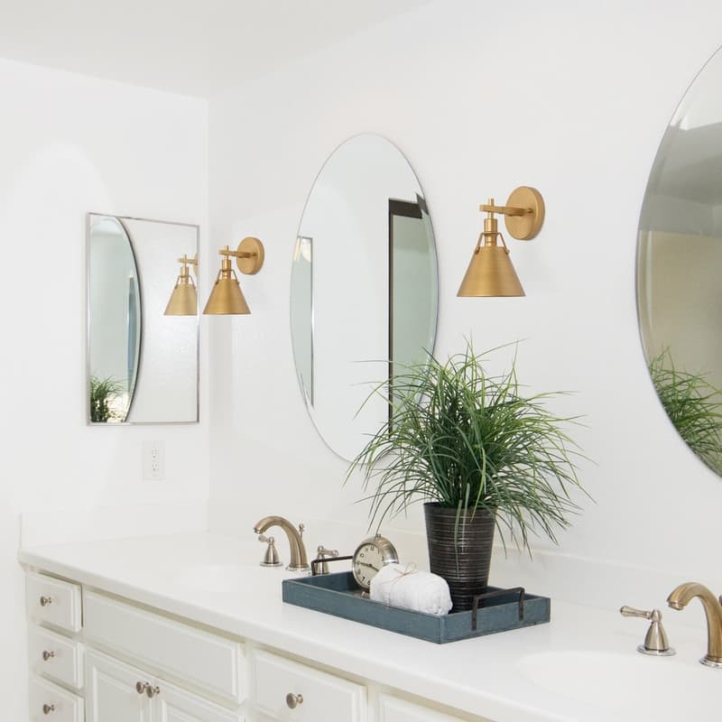 Coney Modern 2-Pack Gold Bathroom Vanity Light Transitional Brushed Metal Wall Sconces - 6.1'' L x 7.5'' W x 10.2'' H