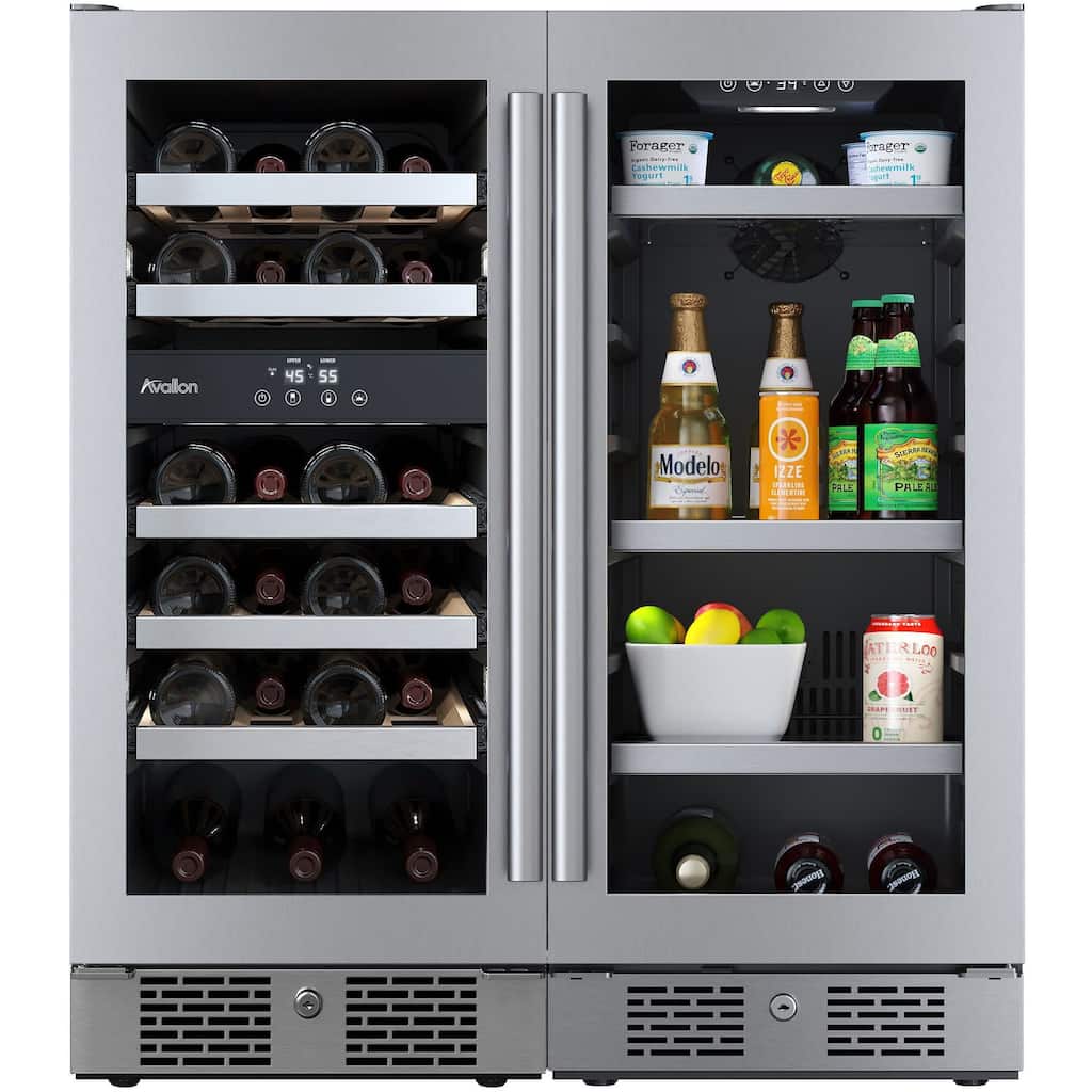 Avallon AWCBV2386 30" Wide 23 Bottle Dual Zone Wine Cooler and 86 Can