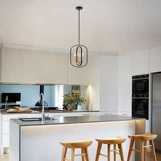 4 light farmhouse light fixtures black, gold kitchen light metal pendant light