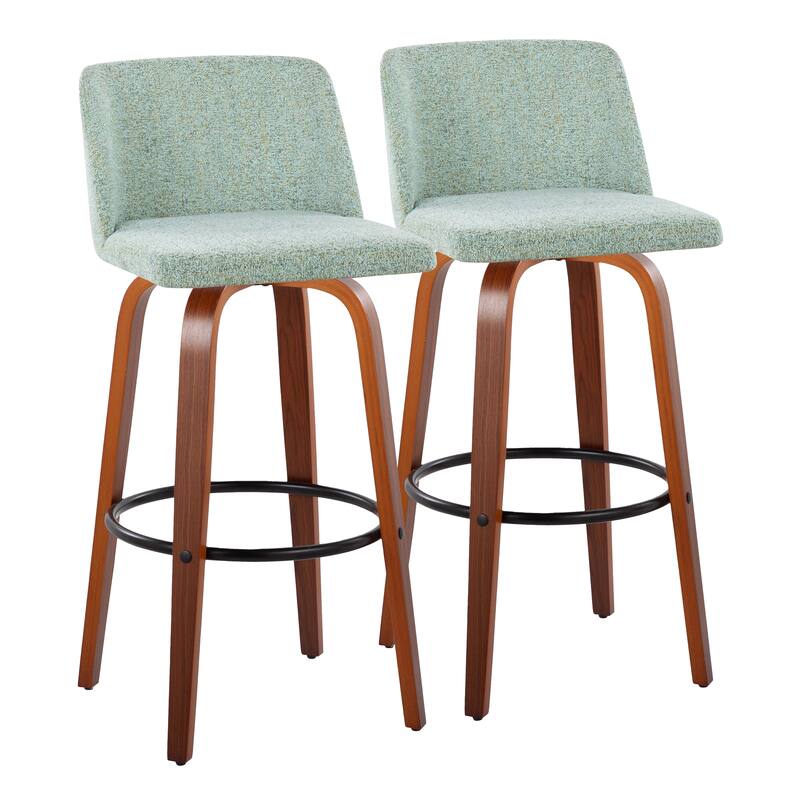 Carson Carrington Vallberga 30" Fixed-Height Bar Stool with Walnut Wood Base (Set of 2)