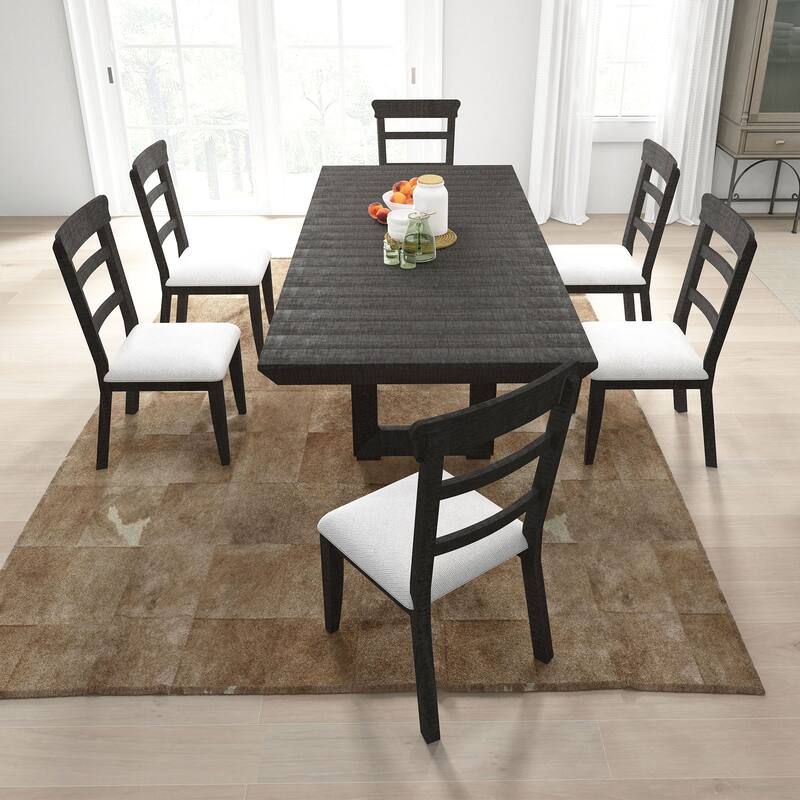 Rectangular Wood Extendable Dining Table Set Stretchable Farmhouse Dining Cabinet for Dining