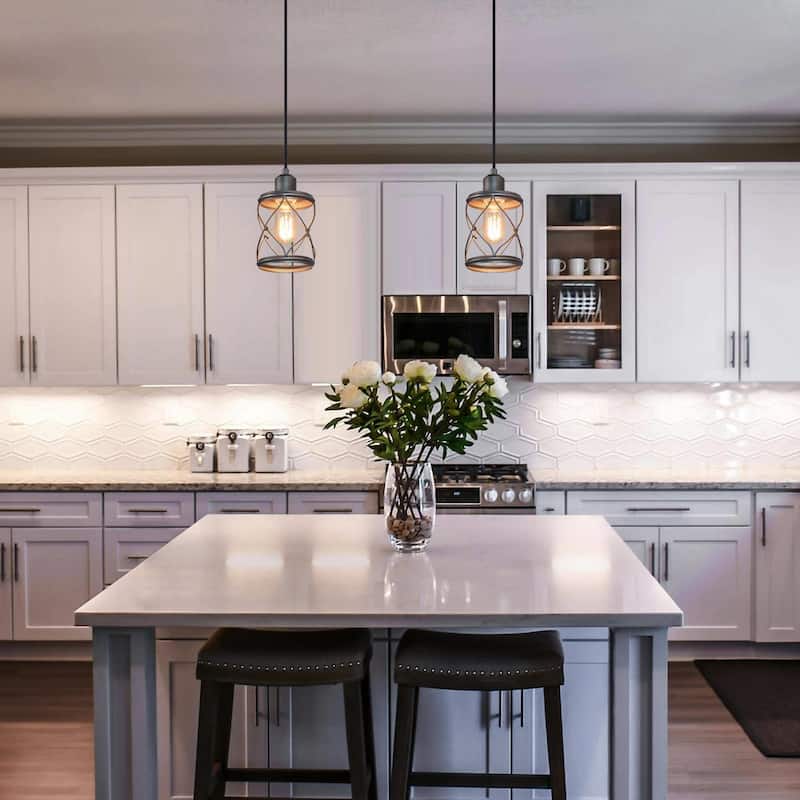 Farmhouse 1-Light Mini Metal Pendant Lights for Dining Room - D5"*H7.9"