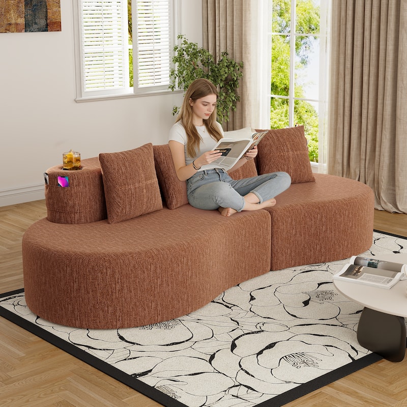 Modern Curved Sectional 3 Seat Minimalist Elegant Half Moon Sofa Compressed Modular Sectional Sofa for Living Room, Office