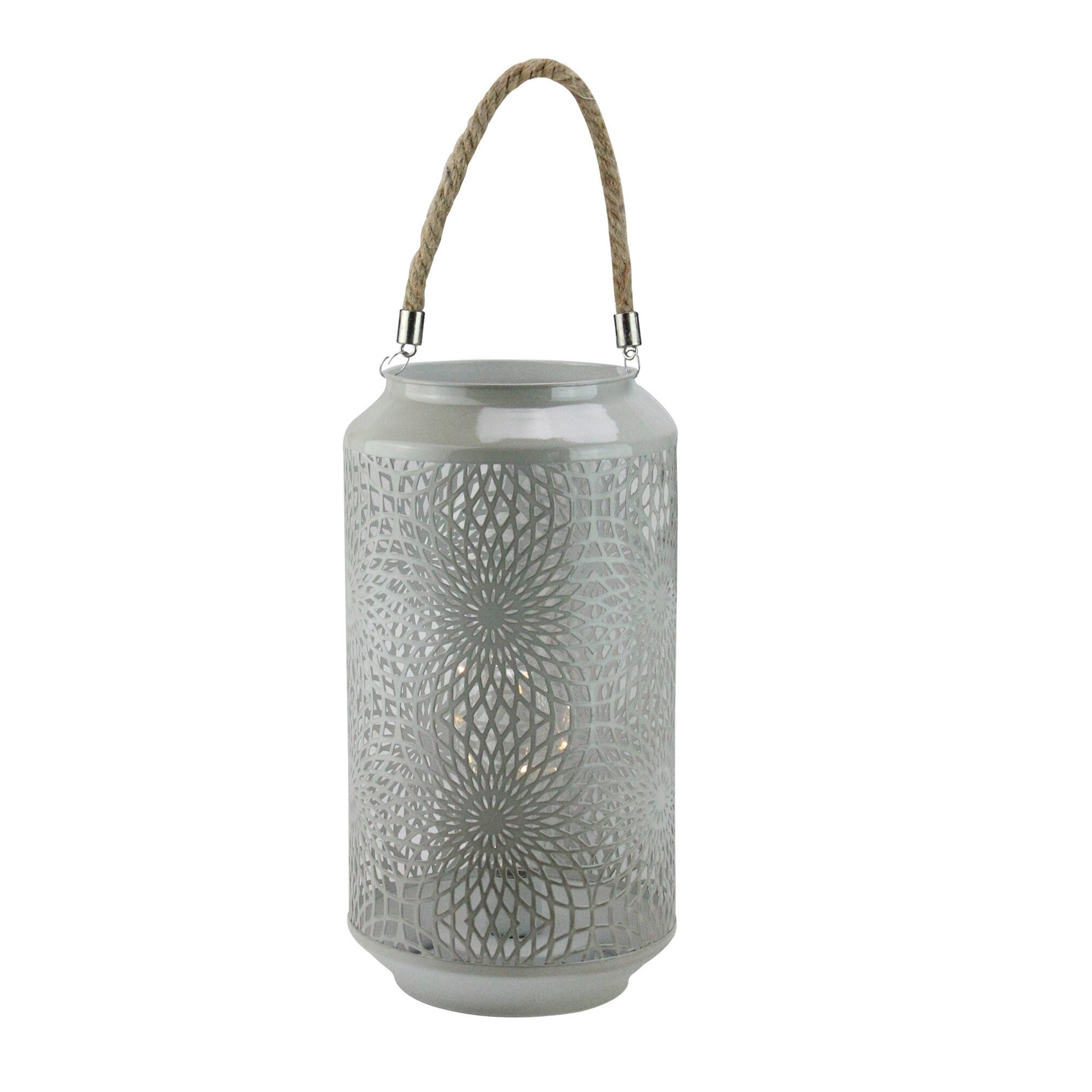 Shop 11 75 Gray Metal Led Indoor Outdoor Lantern With Rope Handle