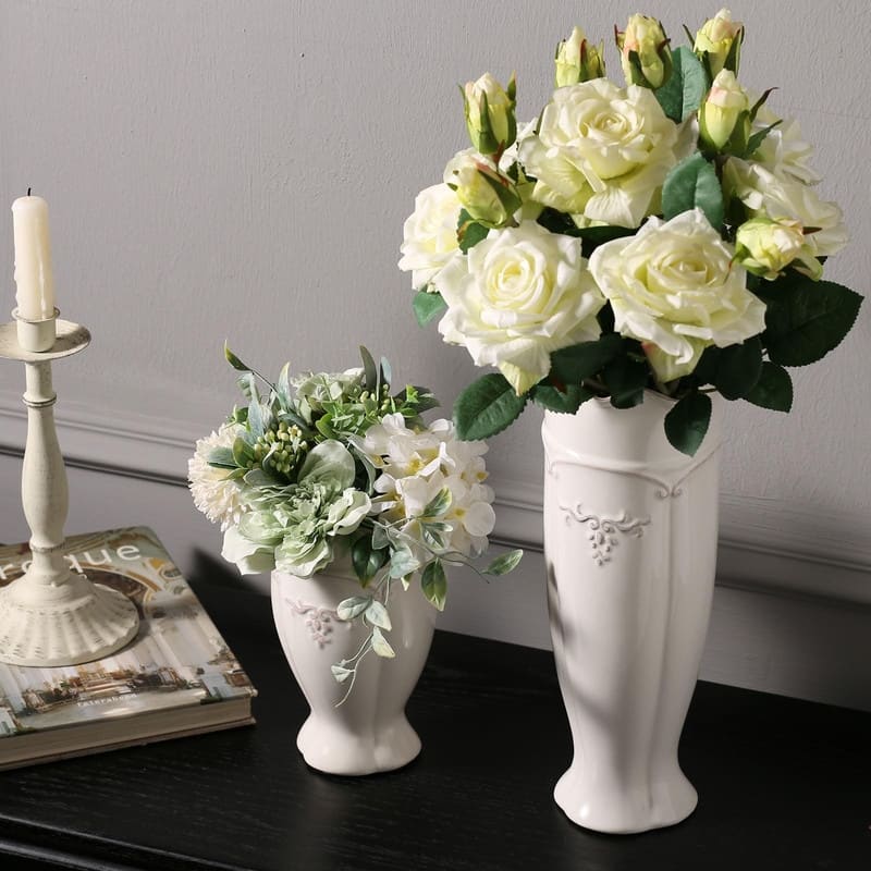 White Ceramic Vase Flower Vase for Centerpieces, Modern Decor Vases