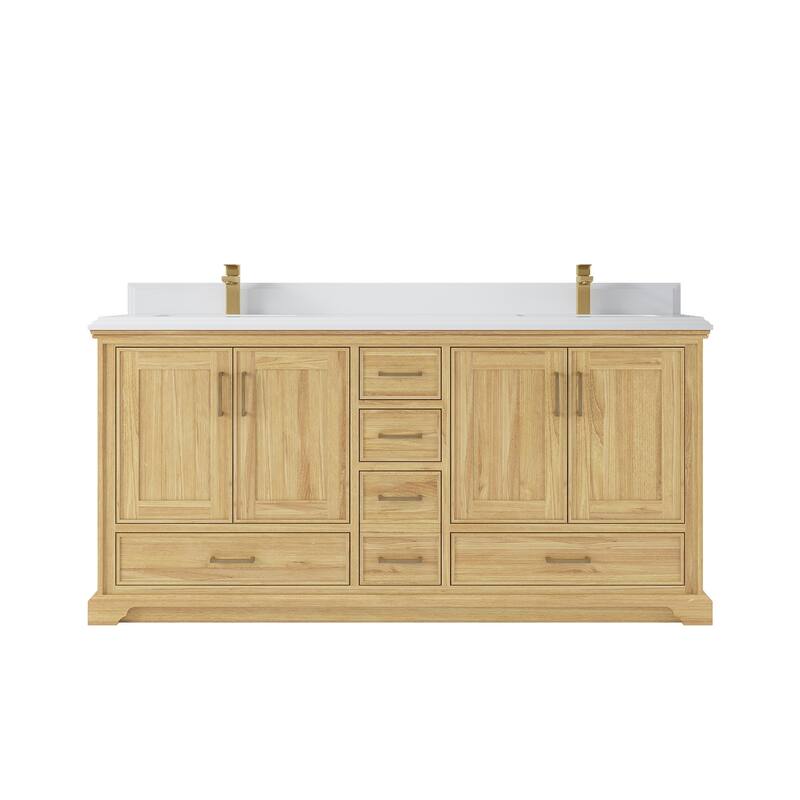 Willow Collections 72 in. W x 22 in. D Charlotte Teak Double Sink Bathroom Solid Teak Vanity with Countertop