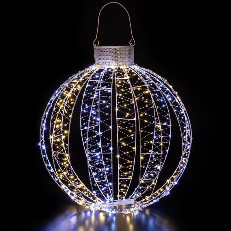 LED Lighted 3-D Ball Ornament Outdoor Christmas Decoration - 24" - Cool and Warm White