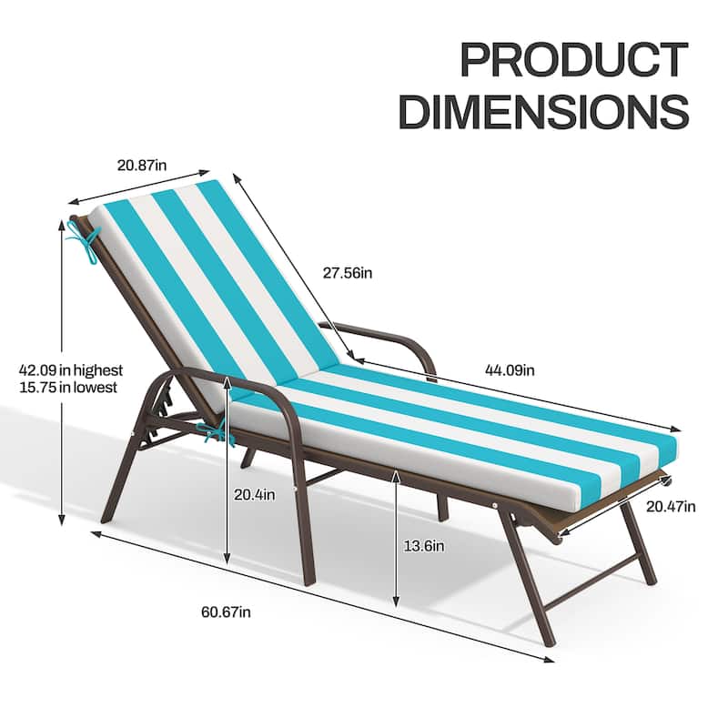 Pellebant Outdoor Adjustable Patio Chaise Lounge Chairs with Cushions