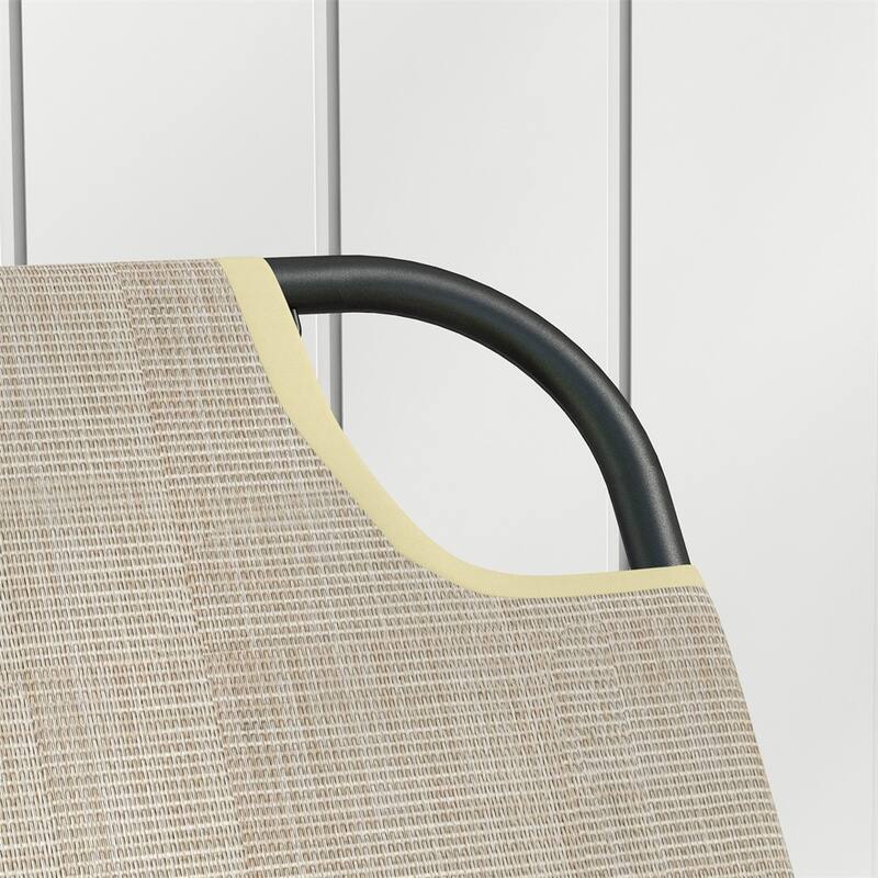 Steel Rocking Chair with Sling Fabric, High Back and Armrest - 23.25" W x 36.5" D x 36.25" H
