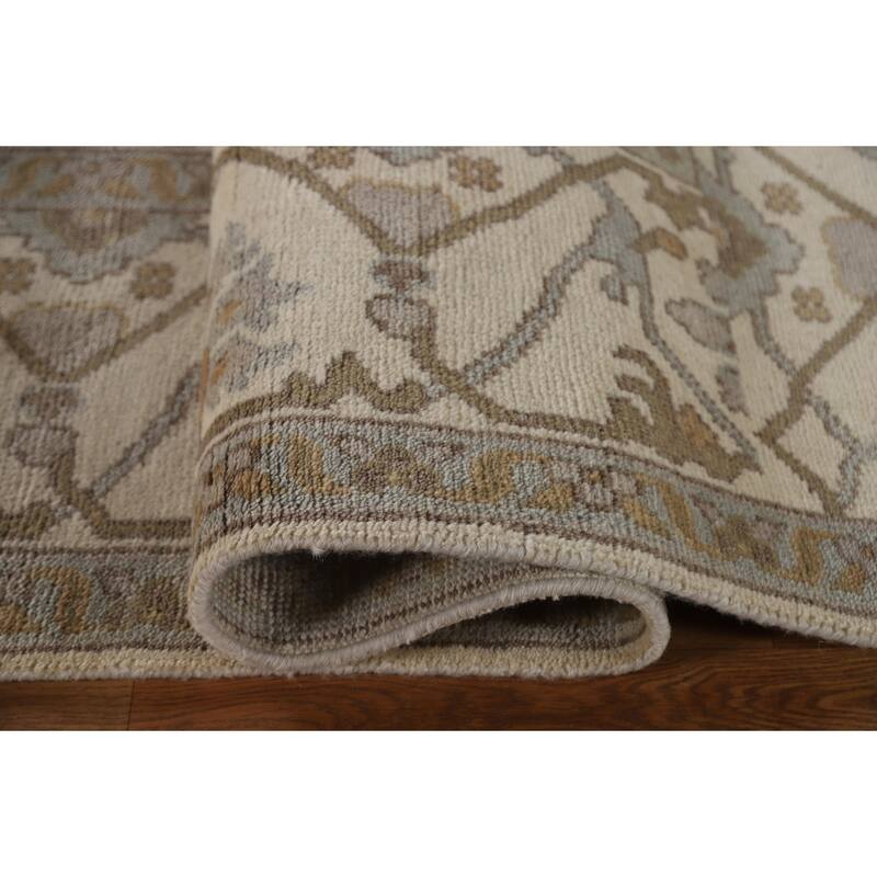 Floral Oushak Oriental Area Rug Hand-Knotted Wool Carpet - 9'0"x 11'11"