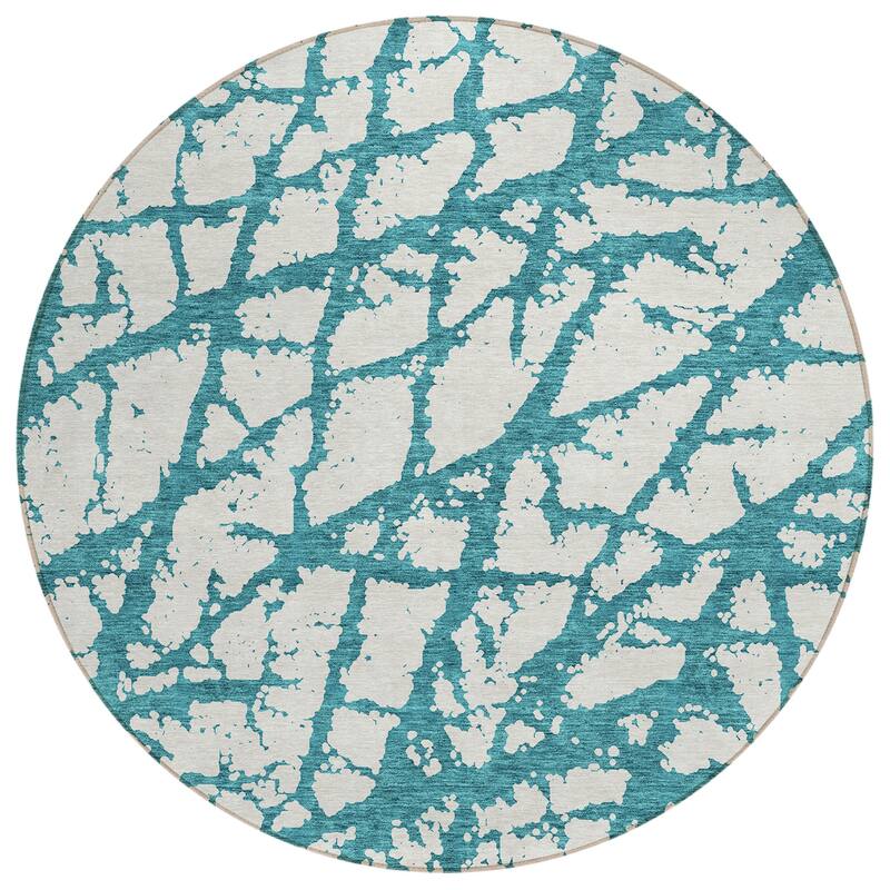 Machine Washable Indoor/ Outdoor Abstract Contemporary Chantille Rug