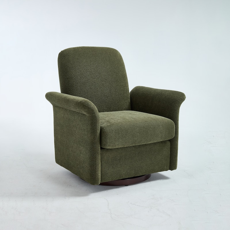 Modern Barrel Armchair with Wood Base for Bedroom