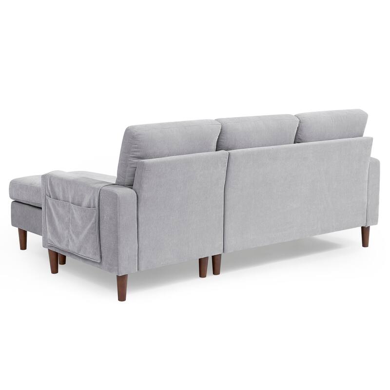 Convertible Sectional Sofa Chenille Couch, 3 Seats Lshape Sofa with