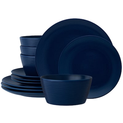 Noritake Colorscapes Swirl 12-Piece Coupe Dinneware Set, Service For 4