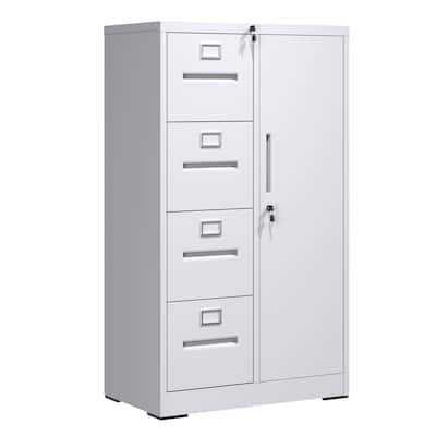 Metal Storage Vertical Filing Cabinet with Lock, Steel File Locker with 4 Drawers and 1 door