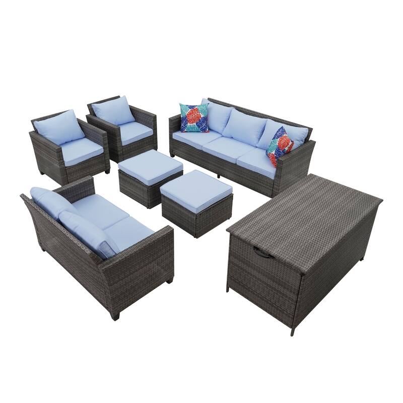 Outdoor Furniture Set AllWeather Wicker Patio Sofa for Conversations
