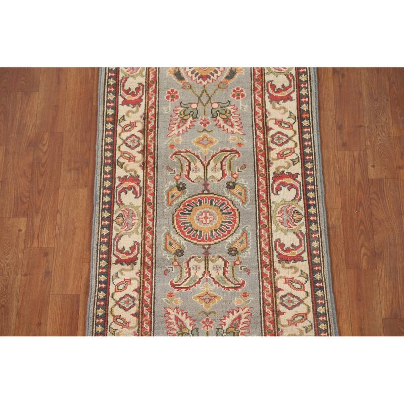 Floral Kazak Runner Rug Hand-Knotted Wool Carpet - 2'2" x 5'7"