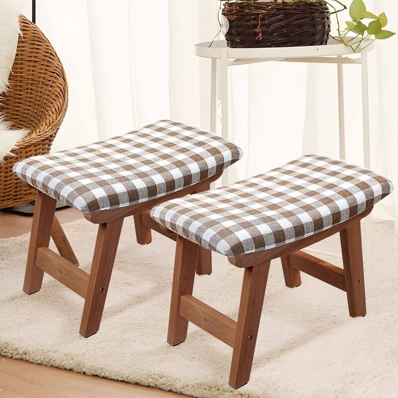 Square Cushion Foot Stool (Walnut Legs)