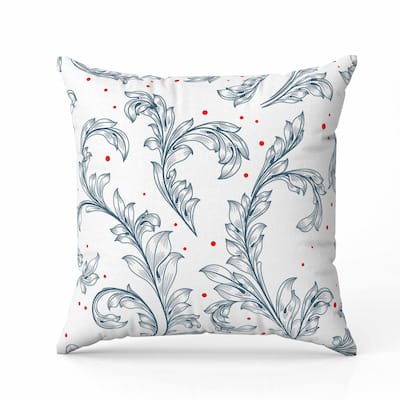 Petal Perfection Faux Suede Reversible Throw Pillow White and Blue