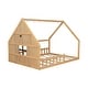 preview thumbnail 7 of 9, Full Size House Bed with LED Light and Roof Frame, Solid Wood Floor Montessori Bed with Window and Fence Design