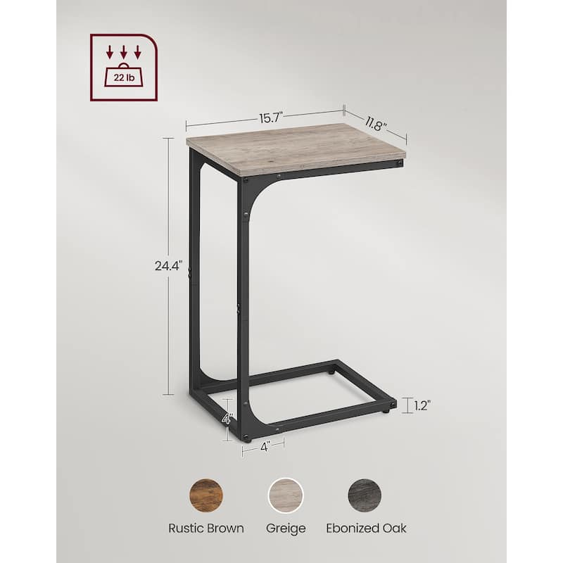Steel Particleboard C Shaped Side Tables Set of 2 Slim Design for Small Spaces - 15.7" x 11.8" x 24.4"
