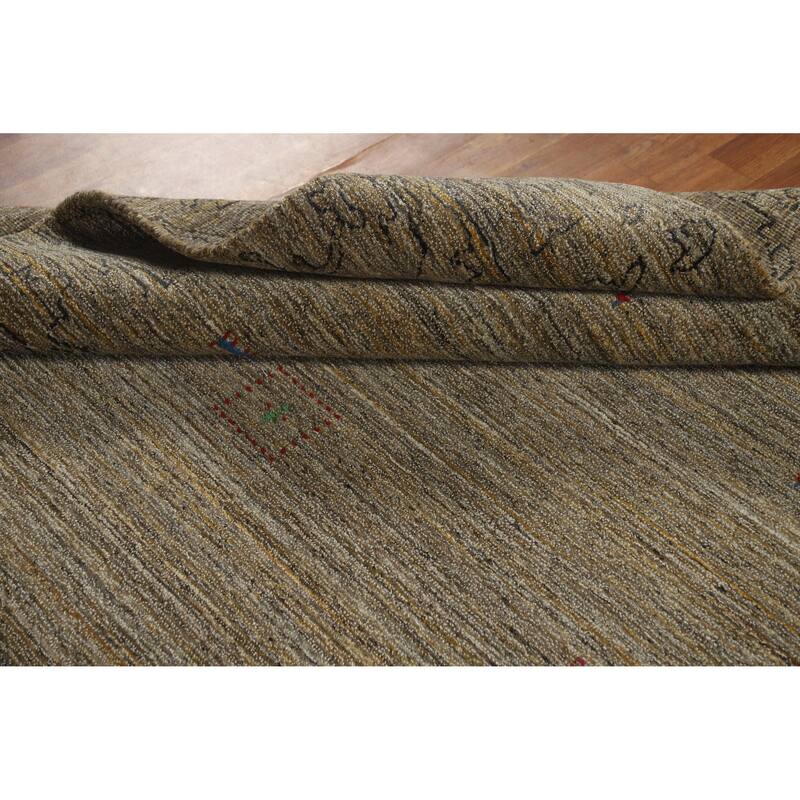 Gabbeh Indian Area Rug Hand-Knotted Oriental Brown Wool Carpet - 5'4" x 7'7"
