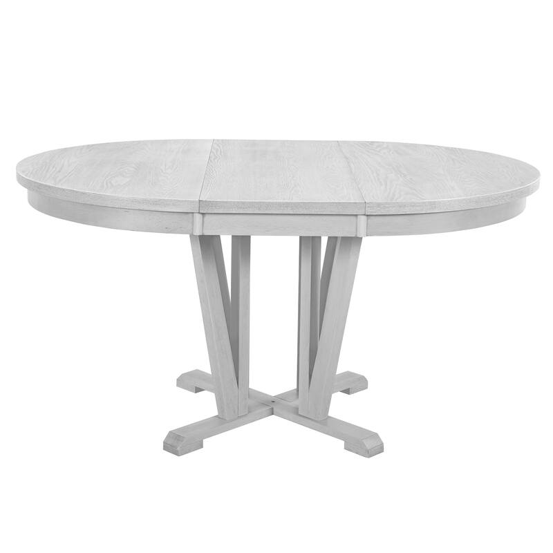 5-Piece Rustic Dining Set with Round Trestle Table, Extendable 15.8" Leaf, 4 Cross Back Dining Chairs for Kitchen & Dining Room