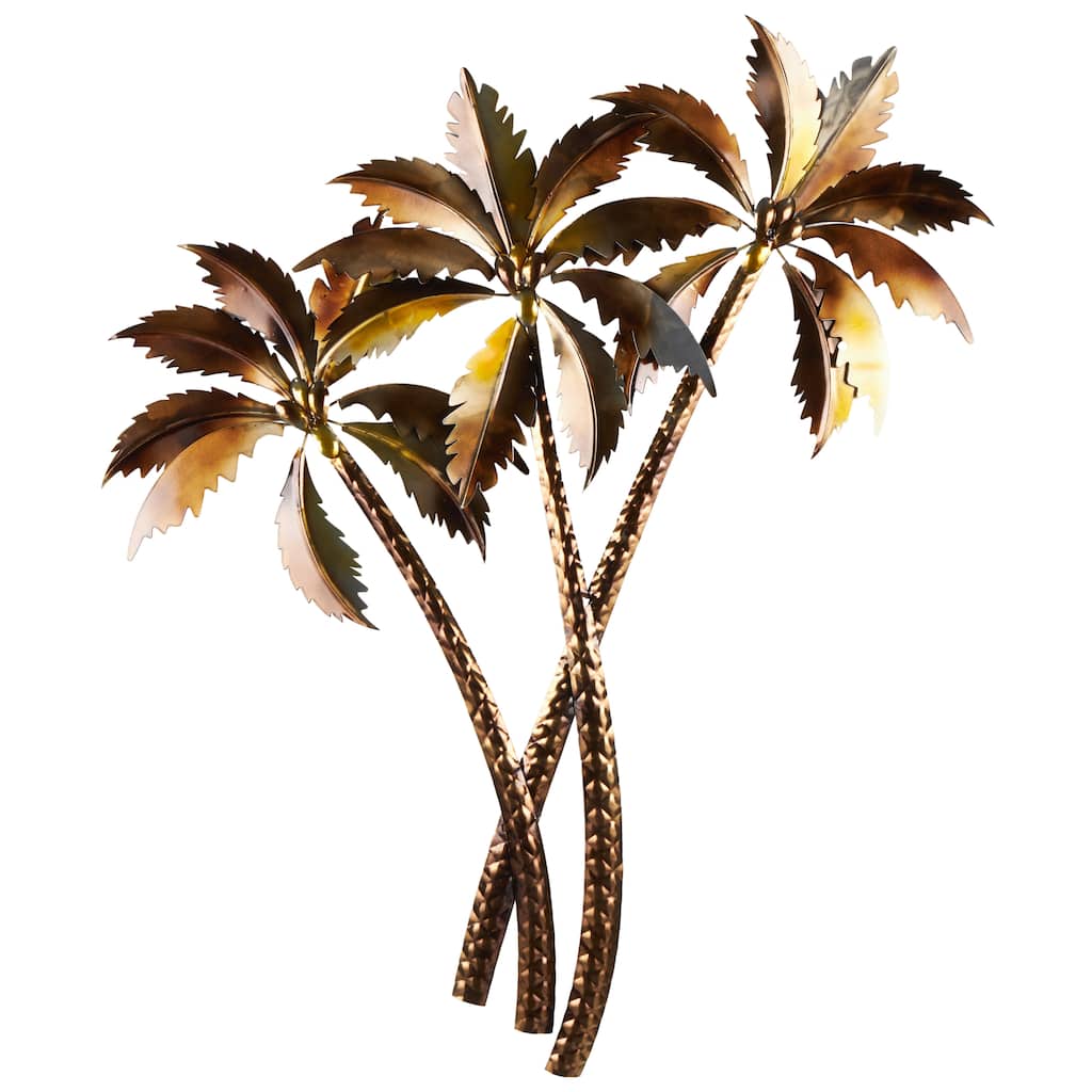 Stainless Steel Metal Tree Slanted Wall Decor with Bronze and Yellow Accents - Copper - Roche River Decor