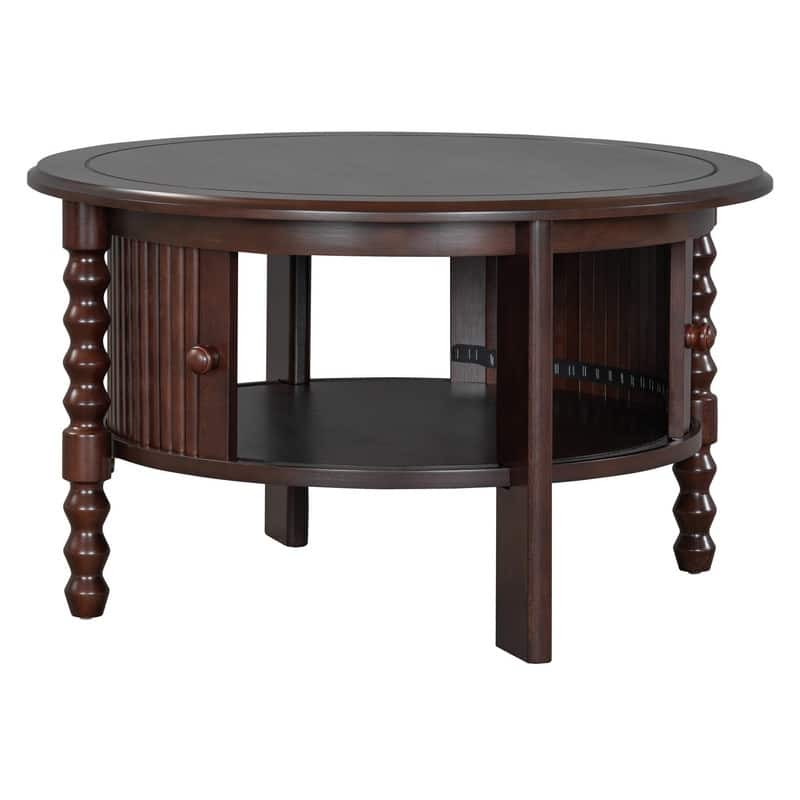 Vintage 30.3" Round Coffee Table with Hidden Storage, Mid Century Modern Style for Living Room Organization