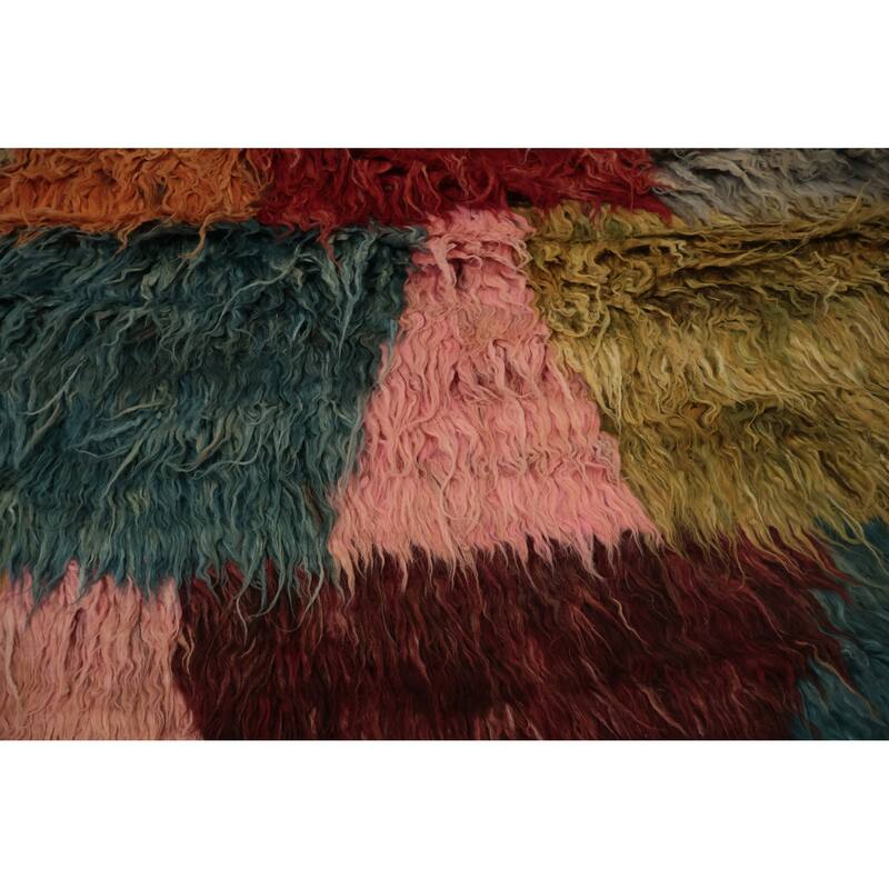 Hand Knotted Oriental 100% Wool Carpet Modern All-Over Multi-Colored Moroccan Area Rug - 9' 9'' X 8' 0''