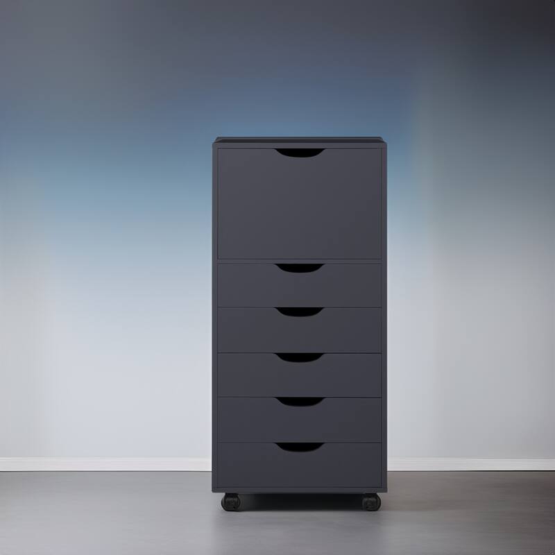 Sleek Modern Drawer Dresser Storage Cabinet with Grooved Drawer Pulls, Multipurpose Office File Storage Cabinet